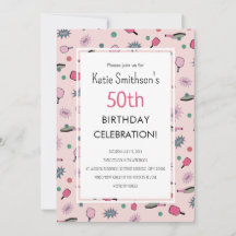 Pink Pickleball Party 50. Geburtstag Einladung