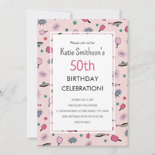 Pink Pickleball Party 50. Geburtstag Einladung