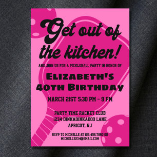 Pink Pickleball Party Sports Paddle Geburtstag Einladung