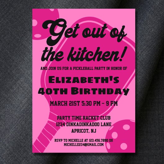 Pink Pickleball Party Sports Paddle Geburtstag Einladung