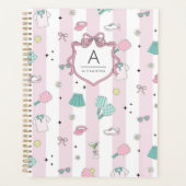Pink Pickleball Preppy Monogram Print Planer (Vorderseite)
