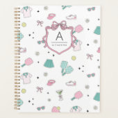 Pink Pickleball Preppy Monogram Print Planer (Vorderseite)