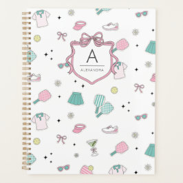 Pink Pickleball Preppy Monogram Print Planer