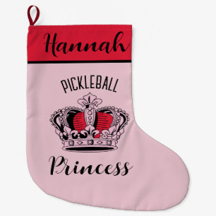 Pink Pickleball Princess Crown Großer Weihnachtsstrumpf