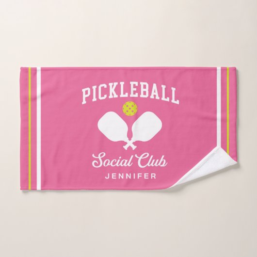 Pink Pickleball Social Club Individuelle Name Hand Handtuch (Handtuch)
