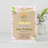 Pink Picknick-Party Einladung (Stehend Vorderseite)