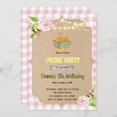 Pink Picknick-Party Einladung (Vorne/Hinten)