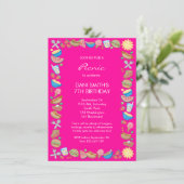 Pink Picnic Geburtstag Einladung (Stehend Vorderseite)