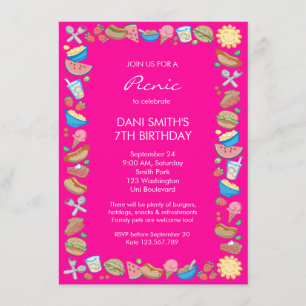Pink Picnic Geburtstag Einladung