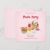 Pink Picnic Illustration - Flachkarte (Vorne/Hinten)