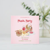 Pink Picnic Illustration - Flachkarte (Stehend Vorderseite)