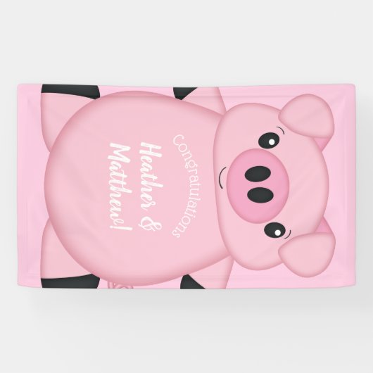 Pink Pig Baby Dusche Banner (Horizontal)