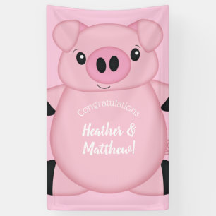 Pink Pig Baby Dusche Banner