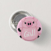 Pink Pig Baby Dusche Button (Vorne & Hinten)