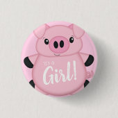 Pink Pig Baby Dusche Button (Vorderseite)