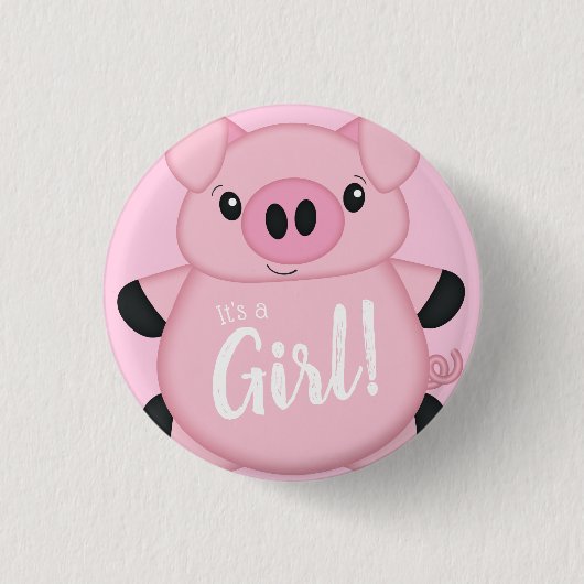 Pink Pig Baby Dusche Button (Vorderseite)