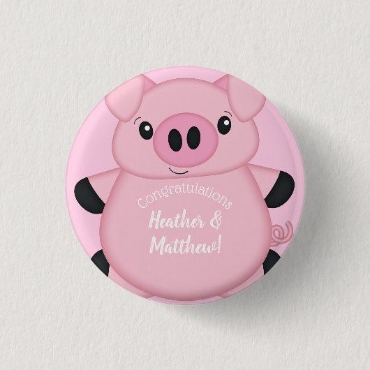 Pink Pig Baby Dusche Button (Vorderseite)