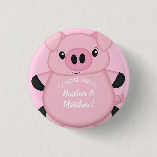 Pink Pig Baby Dusche Button