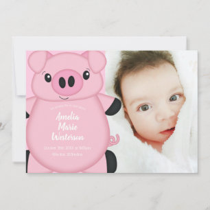 Pink Pig Baby Dusche Einladung