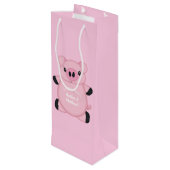 Pink Pig Baby Dusche Geschenktüte Für Weinflaschen (Rückseite Schrägansicht)