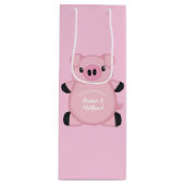 Pink Pig Baby Dusche Geschenktüte Für Weinflaschen (Vorderseite)