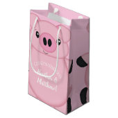 Pink Pig Baby Dusche Kleine Geschenktüte (Rückseite Schrägansicht)