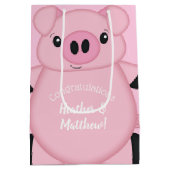 Pink Pig Baby Dusche Mittlere Geschenktüte (Rückseite)