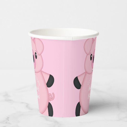 Pink Pig Baby Dusche Pappbecher (Rechts)