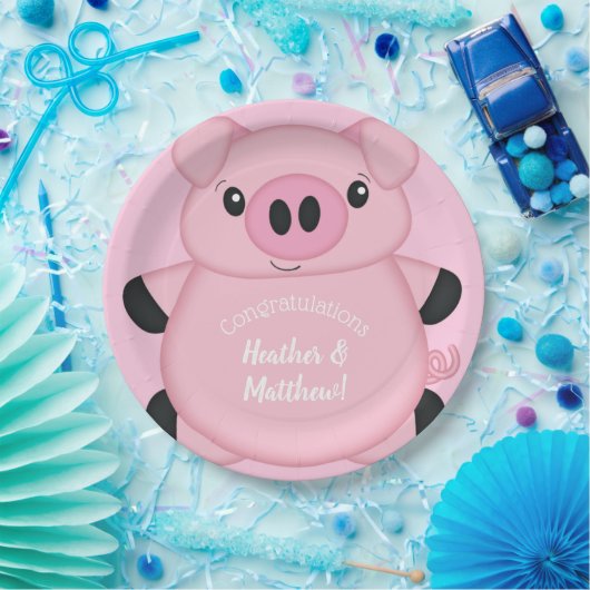 Pink Pig Baby Dusche Pappteller (Party)
