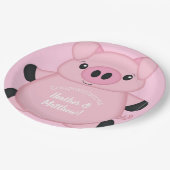 Pink Pig Baby Dusche Pappteller (Schrägansicht)