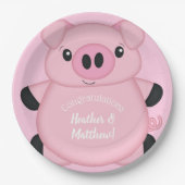 Pink Pig Baby Dusche Pappteller (Vorderseite)