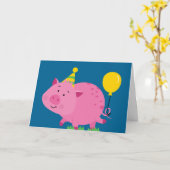 Pink Pig Birthday Karte (Gelbe Blume)