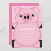 Pink Pig Birthday Party Einladung (Vorne/Hinten)