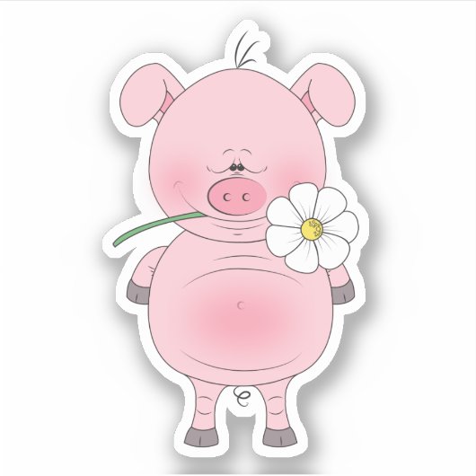 Pink Pig Cartoon Aufkleber (Vorderseite)