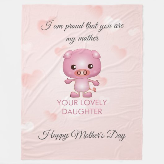 Pink Pig Cartoon Fleecedecke (Vorderseite)