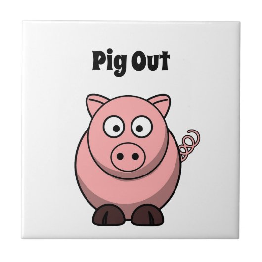 Pink Pig Cartoon, Funny GRILLEN Hog Design Fliese (Vorderseite)