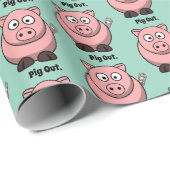 Pink Pig Cartoon, Funny GRILLEN Hog Design Geschenkpapier (Rolleneckpunkt)