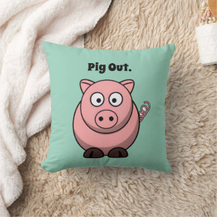 Pink Pig Cartoon, Funny GRILLEN Hog Design Kissen