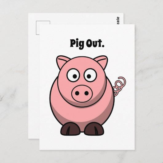 Pink Pig Cartoon, Funny GRILLEN Hog Design Postkarte (Vorne/Hinten)