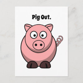 Pink Pig Cartoon, Funny GRILLEN Hog Design Postkarte