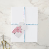 Pink Pig Cartoon Geschenkanhänger (Mit Garn)