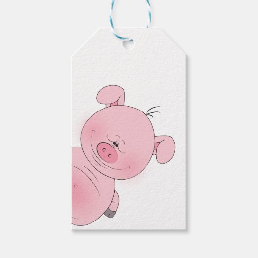 Pink Pig Cartoon Geschenkanhänger (Vorderseite)