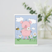 Pink Pig Cartoon Postkarte (Stehend Vorderseite)