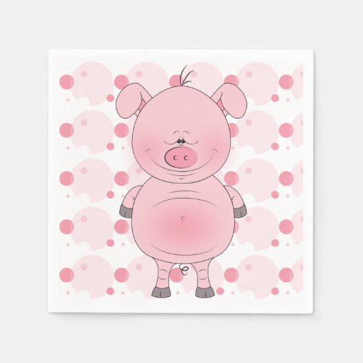 Pink Pig Cartoon Serviette (Vorderseite)