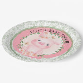Pink Pig Cuteness Girl Baby Dusche Custom Pappteller (Schrägansicht)