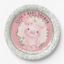 Pink Pig Cuteness Girl Baby Dusche Custom Pappteller