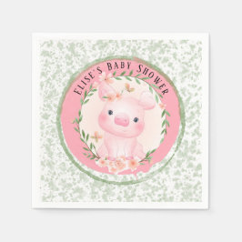Pink Pig Cuteness Girl Baby Dusche Custom Serviette