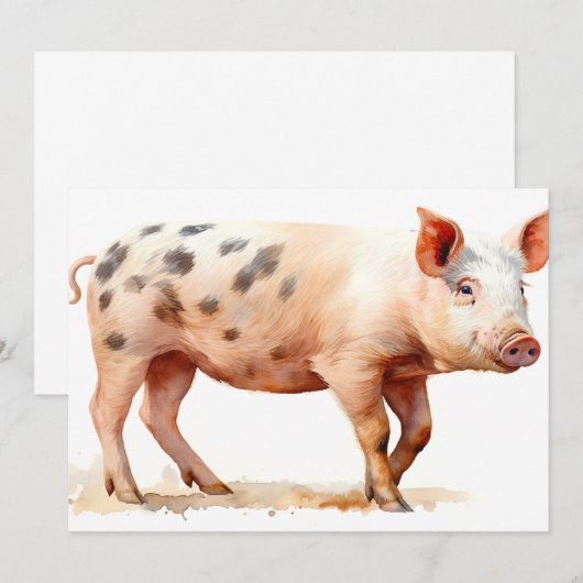 Pink Pig Dankeskarte (Vorne/Hinten)