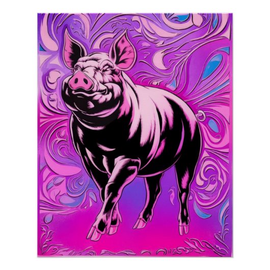 Pink Pig Design Glossy Poster Wand Hochzeitspaar (Vorderseite)