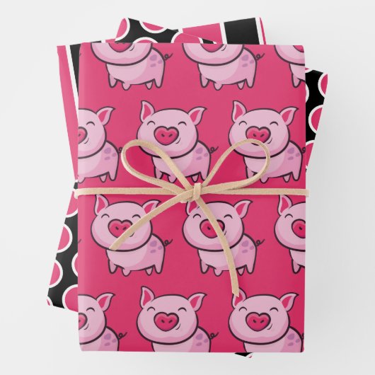 Pink Pig Dots & Stripes Wrapping Paper Sheet Set Geschenkpapier Set (Beispiel)